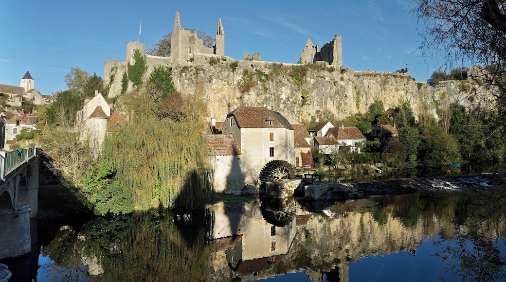 Angles-sur-l'Anglin (Vienne). Le moulin situé au pied de la forteresse était en fait le moulin de l’abbaye réservé à l’usage des moines et des habitants de Sainte-Croix. A la Révolution, il fut vendu aux enchères comme bien du Clergé. Il eut plusieurs propriétaires et plusieurs fonctions : scierie, meule à grain… Il cessa toute activité vers 1968. Le château a été construit vers 1025 par Gilbert, évêque de Poitiers. Au début du XIIème siècle, il est la possession de la famille des Lusignan Au XIIIème, les Lusignan revendent le château à Gauthier de Bruges, évêque de Poitiers. Guichard d’Angle, né au château, participe à la bataille de Maupertuis en 1356. Par le traité de Brétigny, en 1360, il cède la forteresse aux Anglais. Elle est reprise par Du Guesclin en 1372. Au début du XVème, deux évêques remanient la forteresse. Hugues de Combarel fait édifier un logis d’habitation qui évoque déjà la Renaissance. Guillaume Gouges de Charpaigne poursuit son œuvre. A la fin du XVème siècle, Pierre d’Amboise fait construire la résidence épiscopale de Dissay qui est préférée à la châtellenie d’Angles. Pendant les guerres de religion, les protestants, avec Coligny, pillent le château et l'abbaye Sainte-Croix avant d’être battus à Moncontour. 50 ans plus tard, les partisans de la Fronde prennent la forteresse qui est reconquise en 1652 par le duc de Roannez, gouverneur du Poitou. En 1708, le parlement de Paris exempte les évêques de Poitiers de leur devoir d’entretien. En 1792, la forteresse, en ruine, est confisquée et la commune décide de l’utiliser comme carrière de pierres. Au XIXème siècle, elle est transformée en parcelles cultivables. En 1882, le château est acheté par le baron de Puynode, propriétaire du château des Certeaux. Sa veuve revend le château à la société des Antiquaires de l’ouest en 1921 qui le fait classer monument historique en 1926 avec l’Eglise Saint-Martin et les restes de l’abbaye Sainte-Croix. La commune rachète la forteresse pour le franc symbolique en 1986. Angles sur l'Anglin (Vienne). The mill at the foot of the fortress was in fact the mill of the abbey for the exclusive use of the monks and people of St. Croix. During the Revolution, it was sold at auction like many of the clergy. He had several owners and several functions: mill, grinding grain ... It ceased activity around 1968. The castle was built in 1025 by Gilbert, Bishop of Poitiers. In the early twelfth century, it is the possession of the family of Lusignan The thirteenth, the Lusignan sell the castle of Bruges Gauthier, Bishop of Poitiers. Guichard d'Angle, born in the castle, takes part in the battle of Maupertuis in 1356. By the treaty of Bretigny, in 1360, he sold the castle to the English. It is taken by Du Guesclin in 1372. At the beginning of the fifteenth, two bishops rework the fortress. Hugues de Combarel had built a dwelling house which already evokes the Renaissance. William Gouges Charpaigne of continuing his work.
At the end of the fifteenth century, Pierre d'Amboise built the episcopal residence in Diss which is preferred to the manor of Angles. During the wars of religion, the Protestants, with Coligny, pillage the castle and the abbey Holy Cross before being beaten to Moncontour. 50 years later, supporters of the Fronde take the fortress that was conquered in 1652 by the Duke of Roannez, governor of Poitou. In 1708, the parliament of Paris free the bishops of Poitiers their duty to maintain. In 1792, the fortress in ruins, was confiscated and the municipality decides to use it as a stone quarry. In the nineteenth century, it is transformed into arable plots. In 1882, the castle was bought by Baron Puynode, owner of the castle of Certeau. His widow sold the castle to the Society of Antiquaries of the West in 1921 that makes it a historical monument in 1926 with the St. Martin's Church and the remains of the abbey of Sainte-Croix. The town bought the castle for one symbolic franc in 1986.