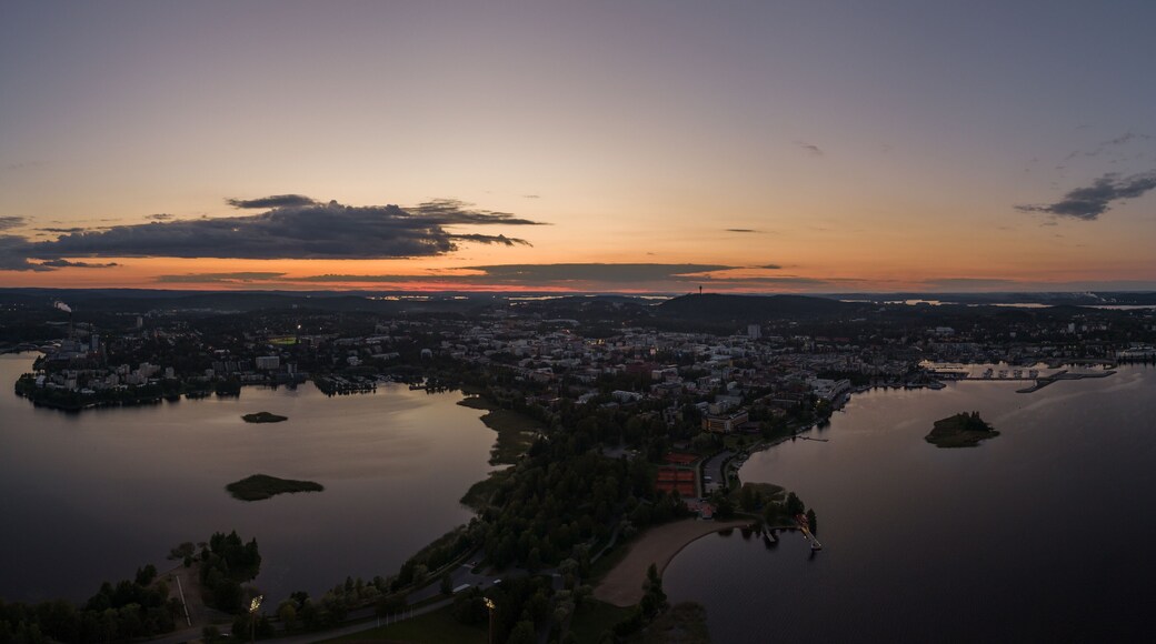Panoramic view of the city of Kuopio in sunset, Finland