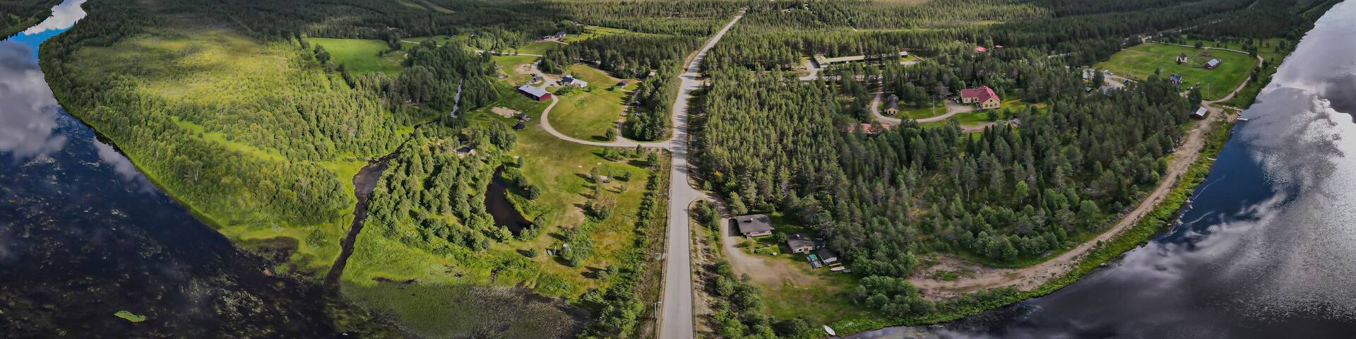 Aerial landscape view from Tanhua , Savukoski Lapland Finland.