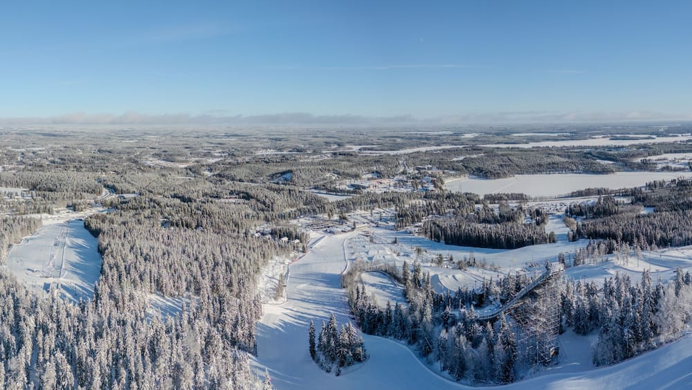 Vuokatti winter sport area in Sotkamo, Finland at wintertime