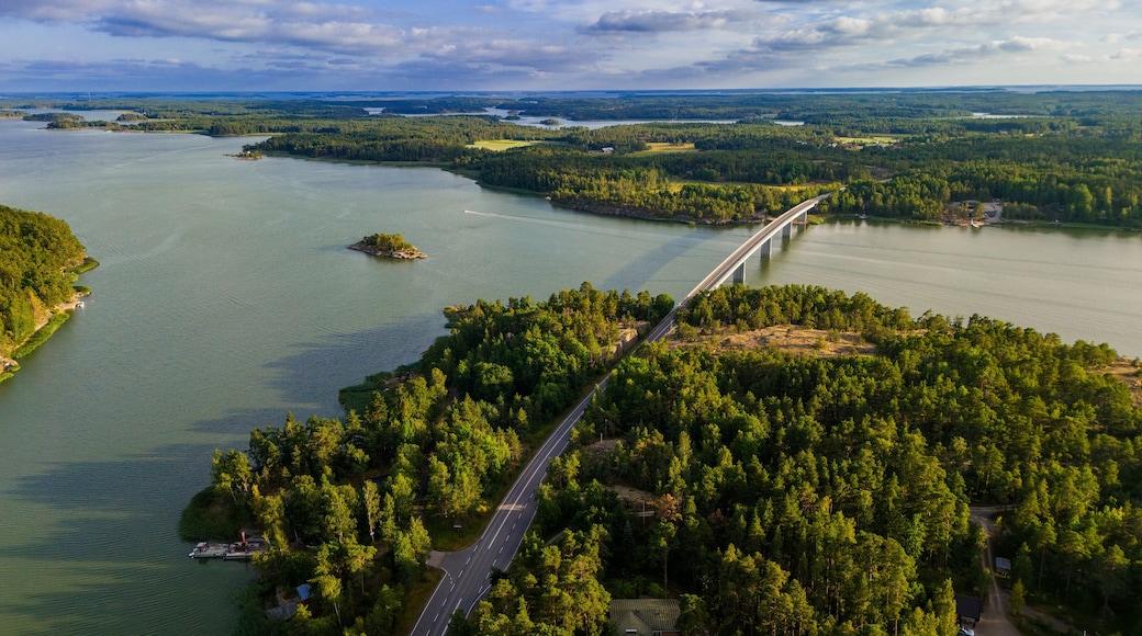 Drone View of the Sea and Bridge in Kustavi, Southern Finland