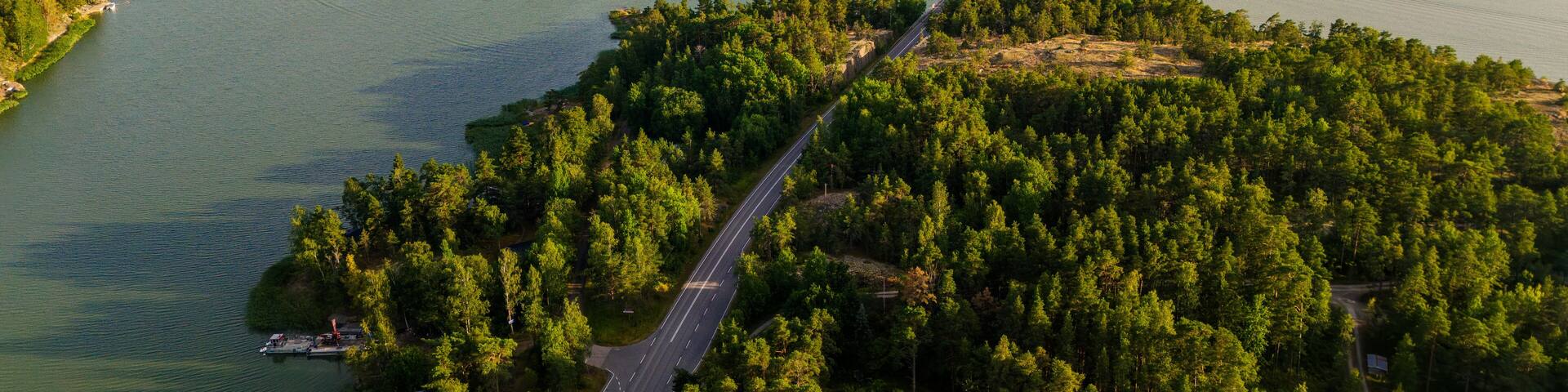 Drone View of the Sea and Bridge in Kustavi, Southern Finland