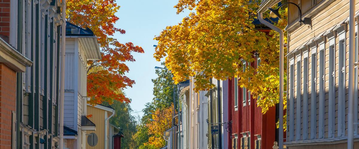 Street of Kristiinankaupunki town in Finland