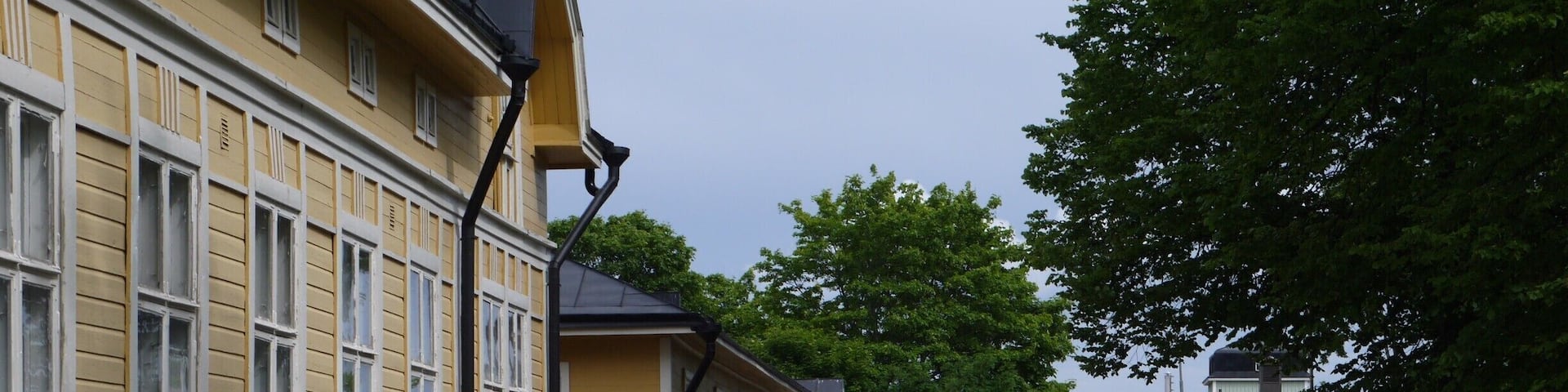 A beautiful old town by the sea. Old wooden houses and narrow streets.