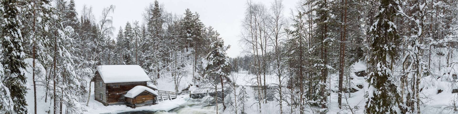 Myllykoski rapids and old mill in Juuma, Oulankajoki National Park, Kuusamo, Finland