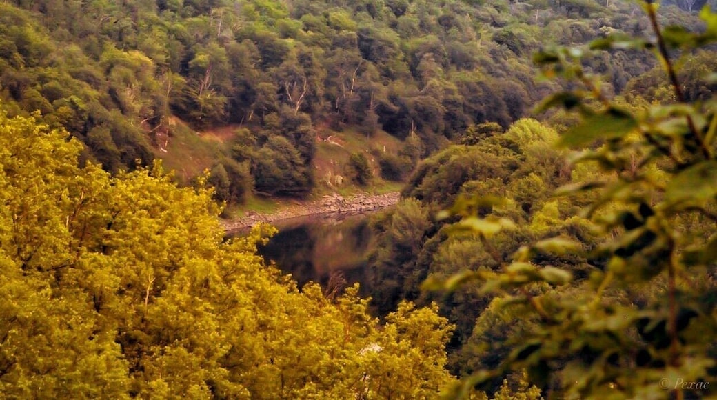 View over Mohelno dam to Dukovany nuclear plant