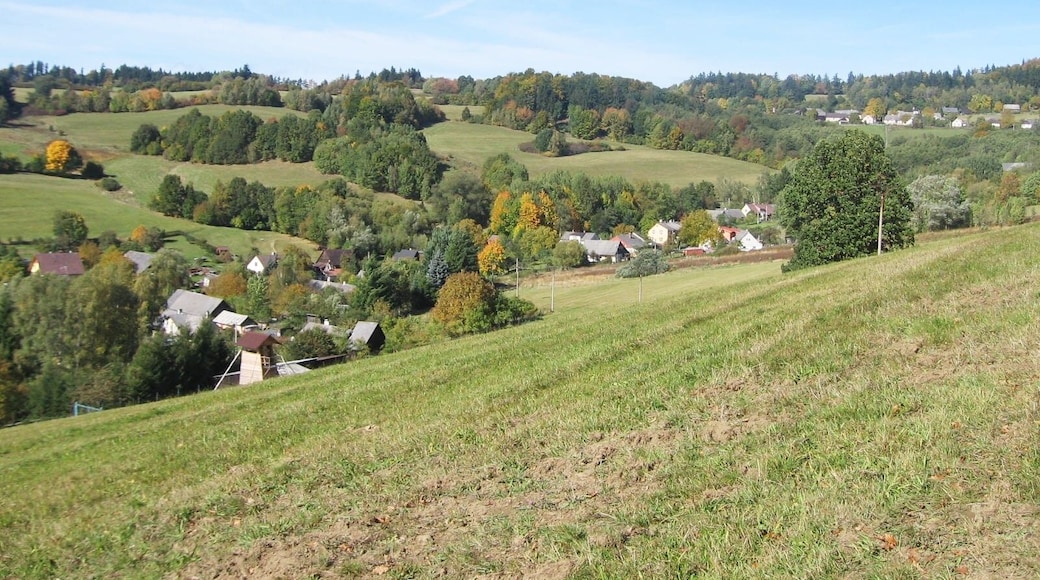 Pohled na Dobříkov a Branišov v říjnu