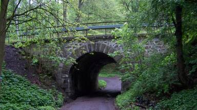 Chlumec-Stradov, Ústí nad Labem District, Ústí nad Labem Region, Czech Republic. A railway bridge near the train station Chlumec u Chabařovic.