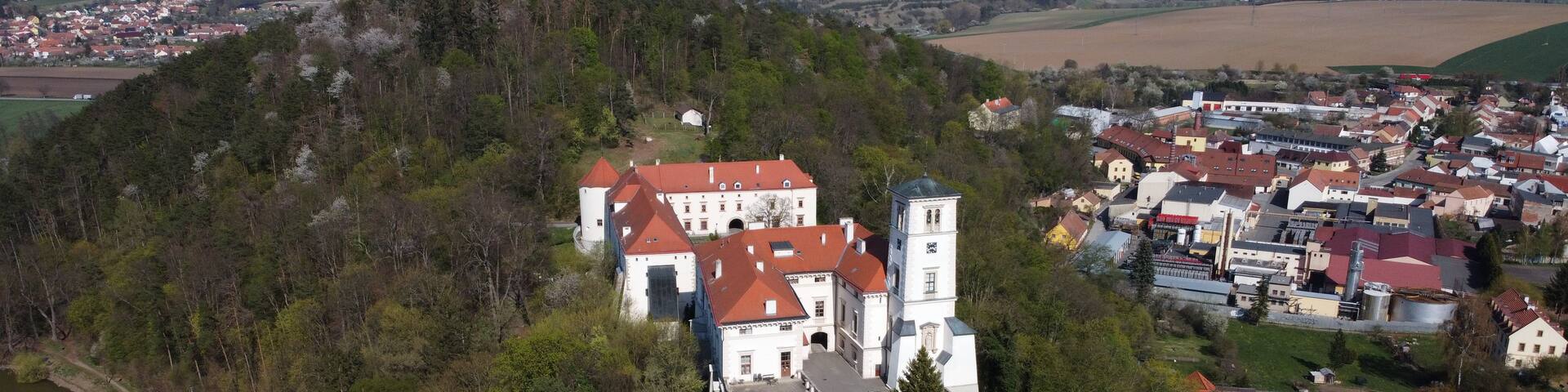 historical old castle Černa Hora aerial panorama view Czech republic