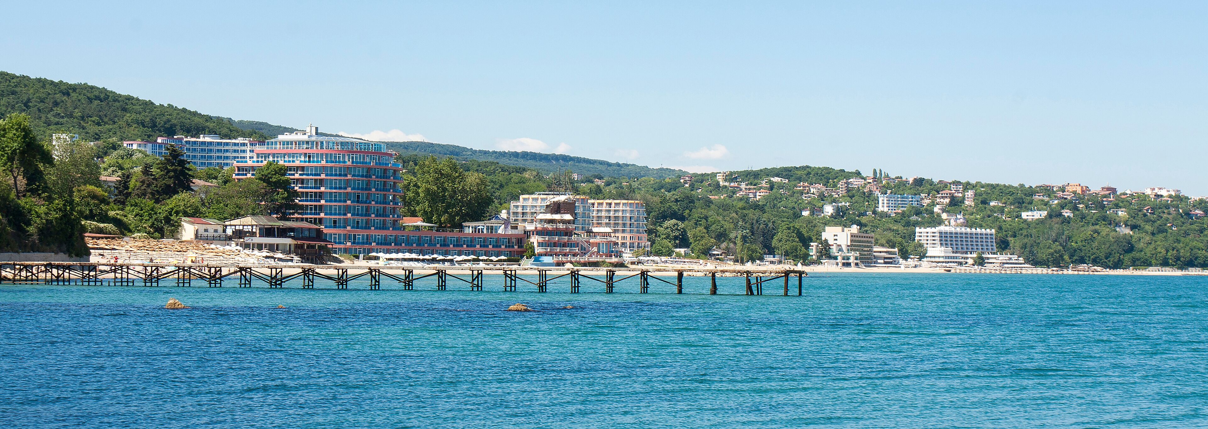 ST.ST. CONSTANTINE AND HELENA, BULGARIA - JUNE 01, 2015: sea coast with hotels and beaches.