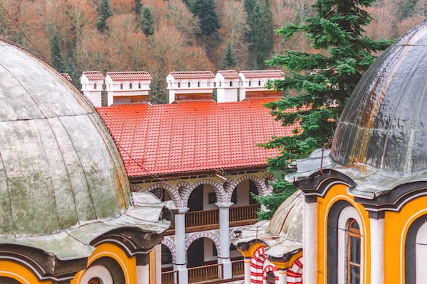The domes of the church "Nativity of the Virgin Mother" are one of the most distinguishable parts of the Rila Monastery.â
This is the main church in the monastery and was erected in 1837 after the demolishing of the original church.â
â
The frescoes inside, the gold-plated iconostasis, the altars, and icons are amazing pieces of art! â
â
It was forbidden to take pictures inside the church but I can tell you - you will not get bored by the gold and the wood-carving! It's breathtaking! đđ»đ§Ą