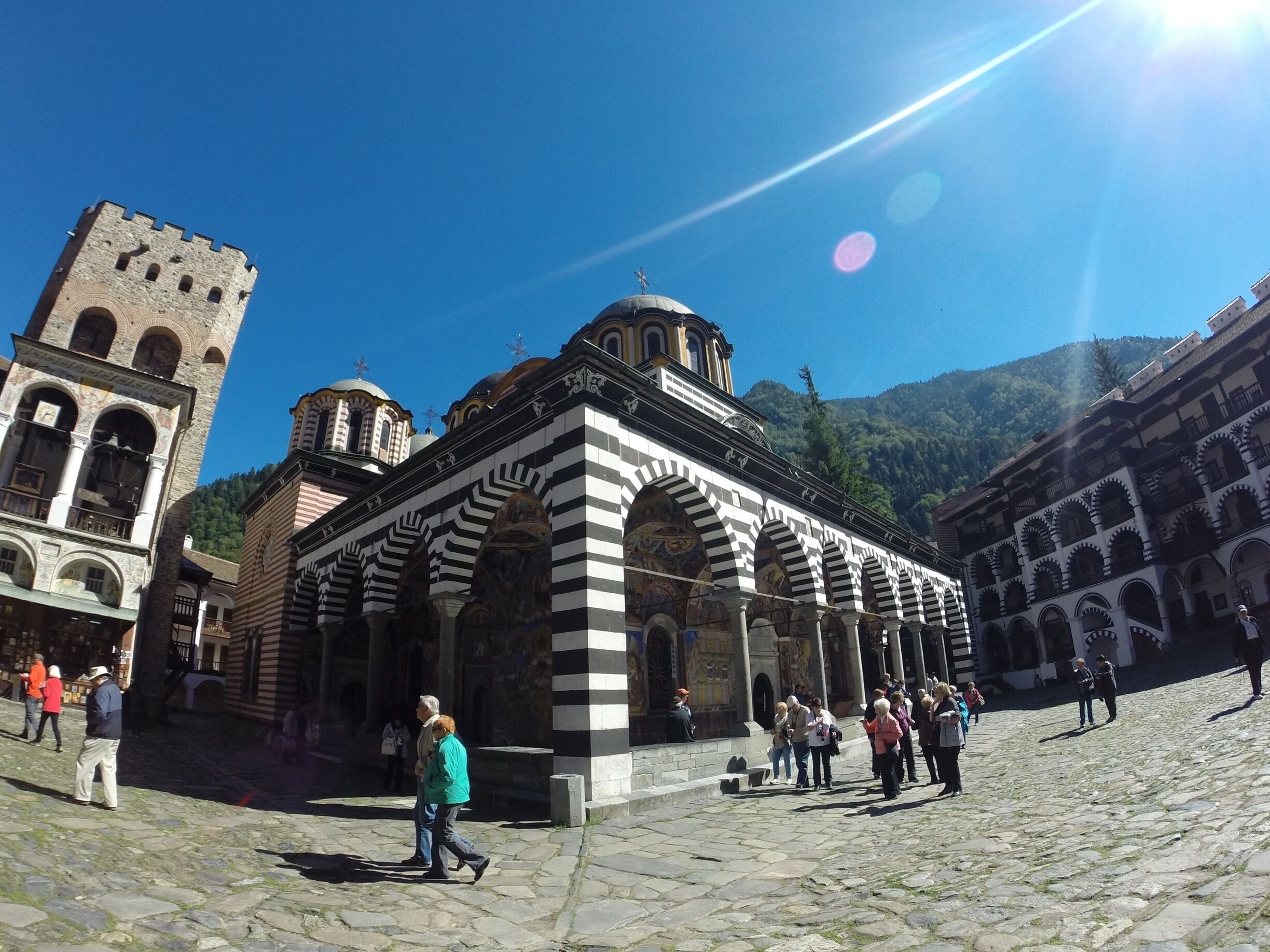 Located in a mountain setting, a short drive from Sofia we found Rila Monastery one of the top attractions in Bulgaria. Nearby there's a sacred cave where a monk lived in isolation.