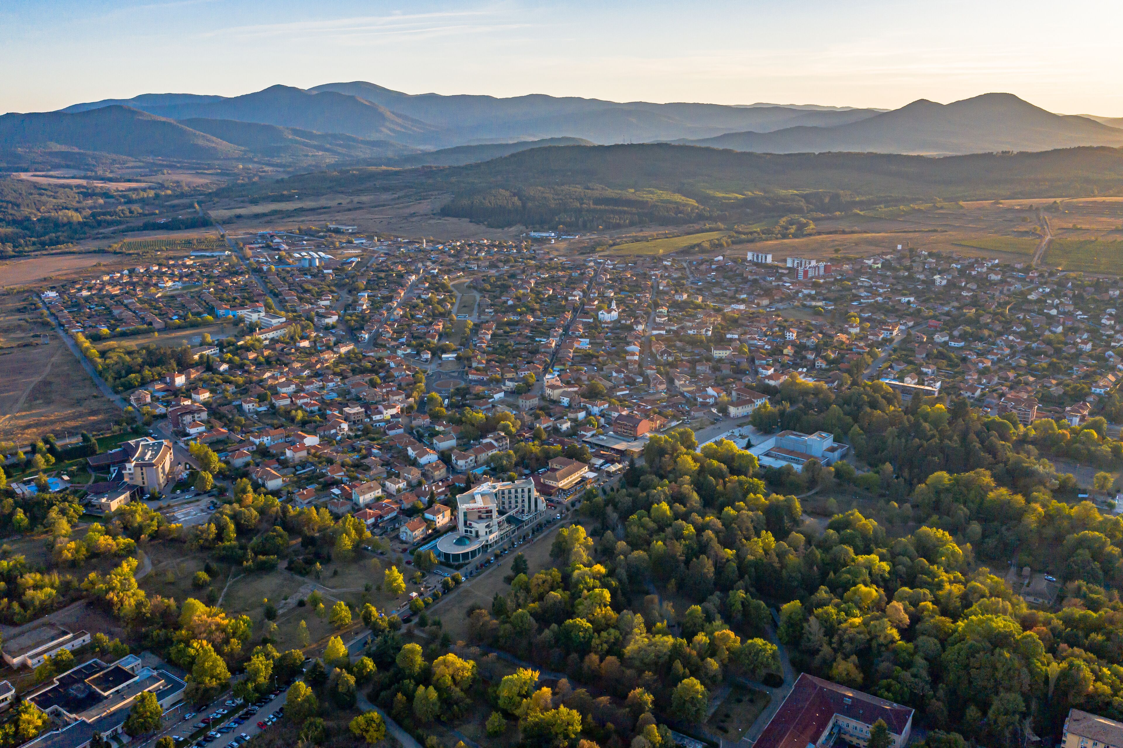 Aerial view of Pavel Banya in Bulgaria