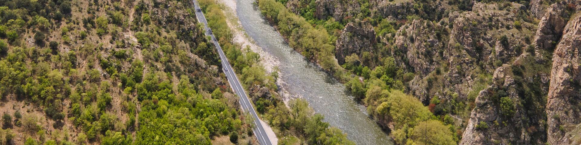 Aerial view of Kresna Gorge, Bulgaria