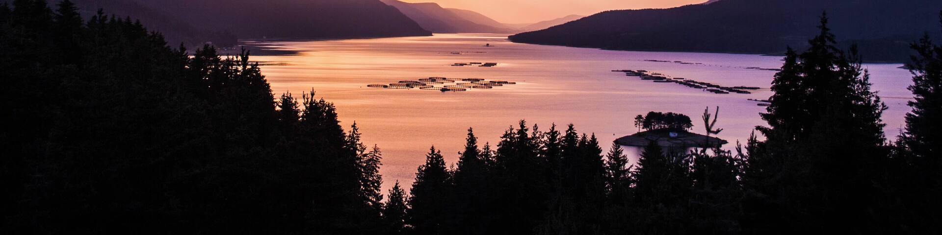 Beautiful sunset at Dospat Dam, Bulgaria.