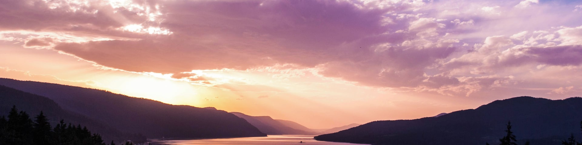 Beautiful sunset at Dospat Dam, Bulgaria.