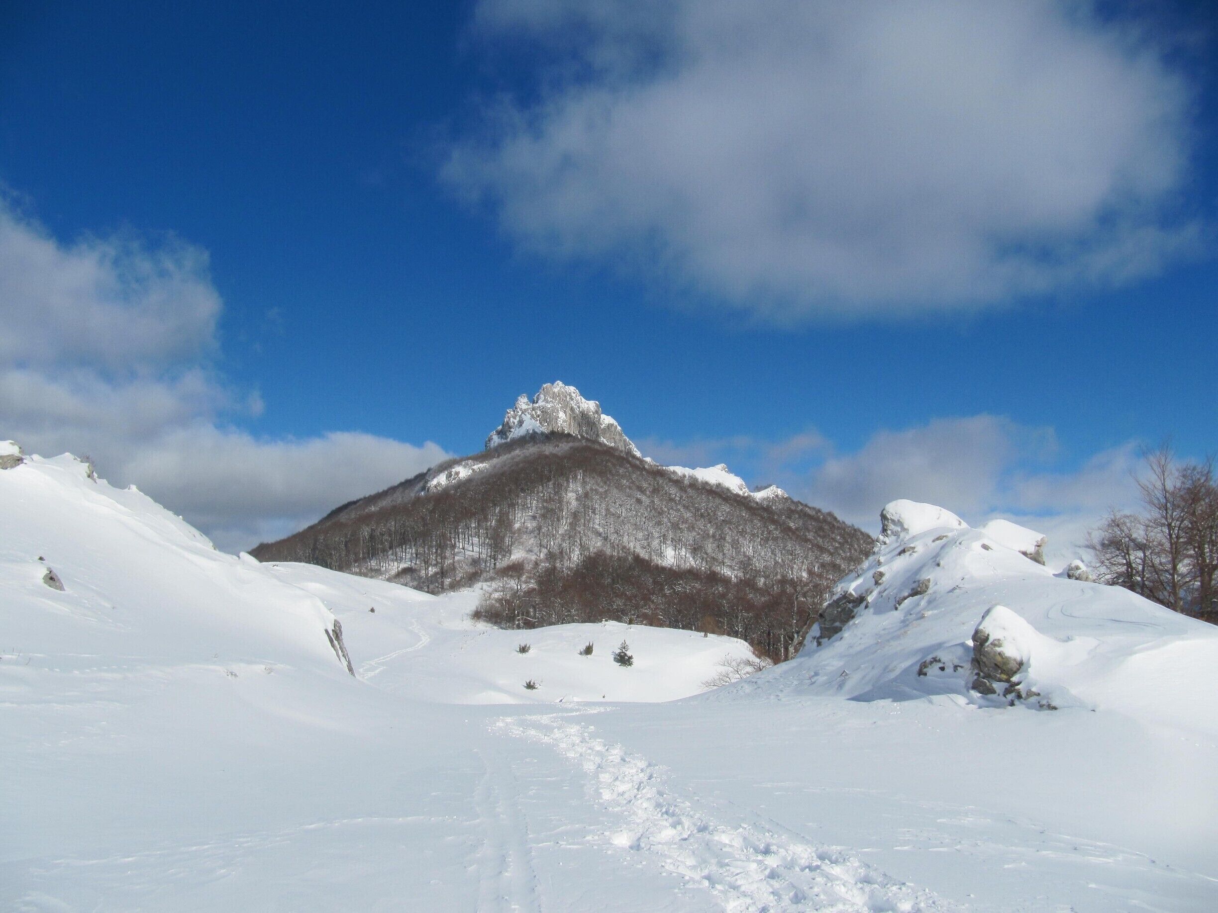 Snowshoeing at Mt. Visočica in Bosnia and Herzegovina. Just approx. 1 and half hour of driving from Sarajevo town. 
The Mount Visočica is full of vast meadows, beech forests and stunning views 
#BosniaandHerzegovina #HikingTheBalkans #Balkans #nature #mountains #dinaricalps #viadinarica