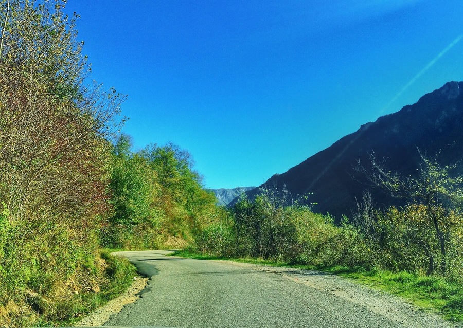 This is road we took to get to the Šćepan Polje border crossing between Bosnia Herzegovina and Montenegro. The road is very narrow and winding but the view is beautiful. Do not go too fast because it's two way traffic and there's a lot of cows on the road.