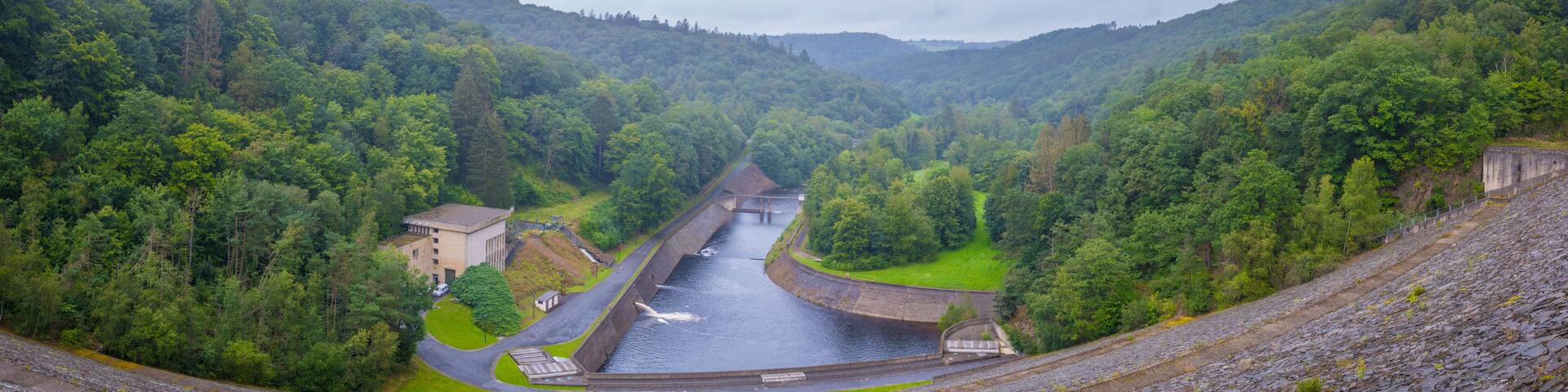 Panoramic view on Gileppe dam in Jalhay, Belgium