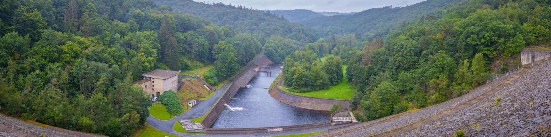 Panoramic view on Gileppe dam in Jalhay, Belgium