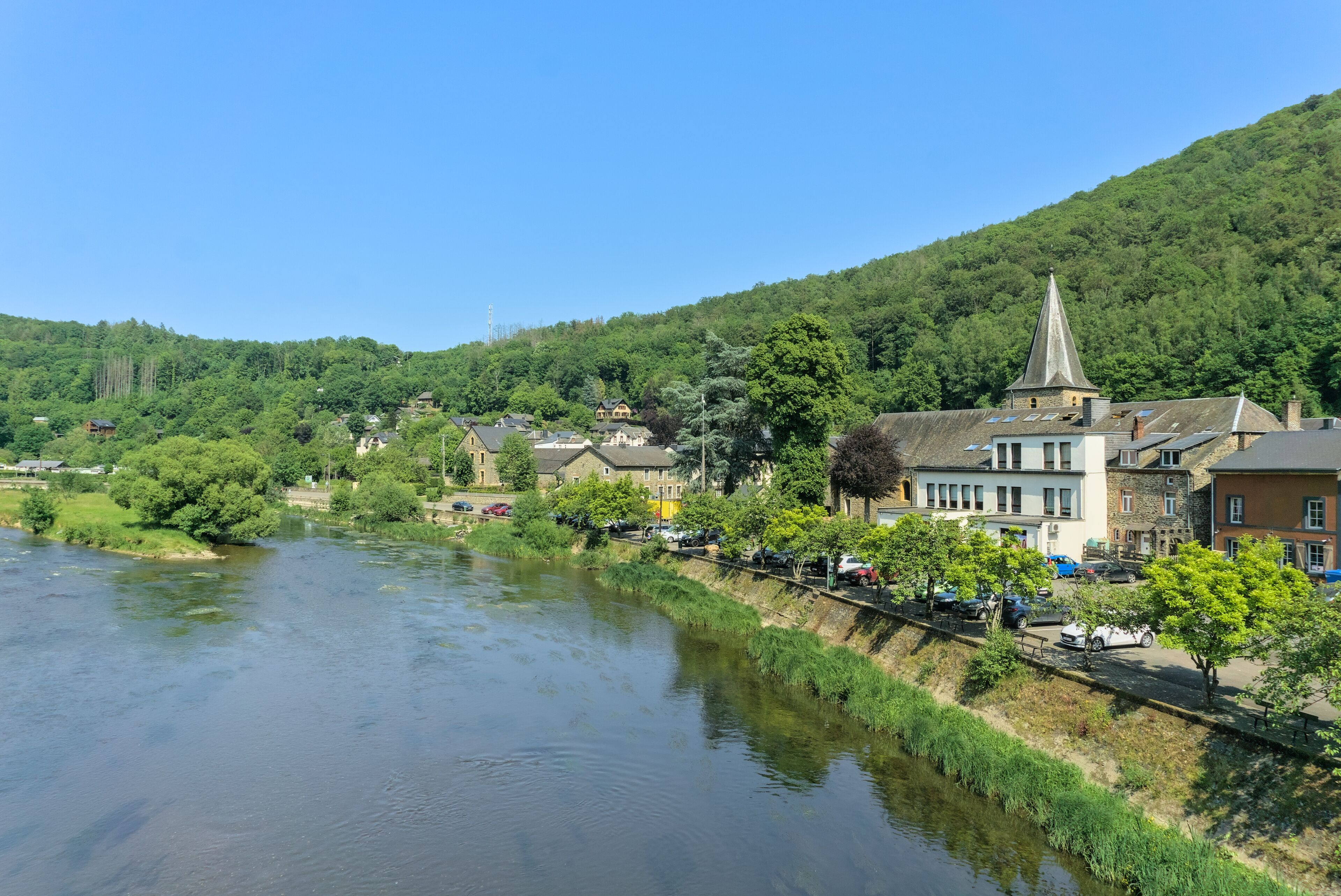 The semois river at the belgian village Bohan in the Ardennes