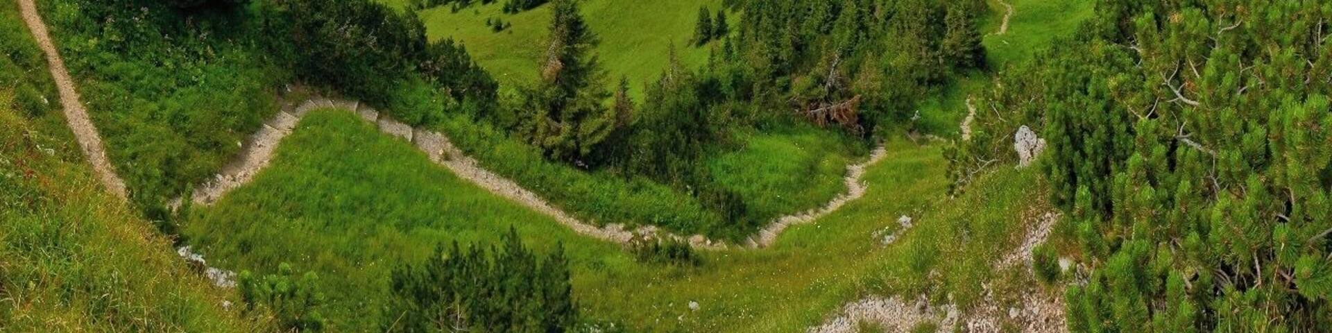 July 2015
Tannheimer Berge, Austria
The highest part of Tannheimer Berge mountains with summits Gimpel (2.173 m), Koellenspitze (2.238 m), Schneid (2.009 m) and Gehrenspitze (2.163 m). Tannheimer Berge belong to Allgaeuer Alps and Northern Limestone Alps and are very popular for sports climbing. The plateau below is the Schneetalalm and Schneetalalpe is suitable for easy hiking eg. from Hahnenkamm.