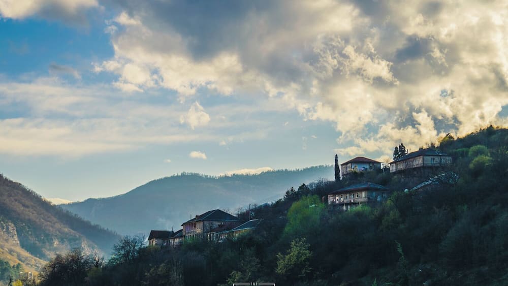 Houses on top of hills in the outskirts of Ijevan, Armenia.
