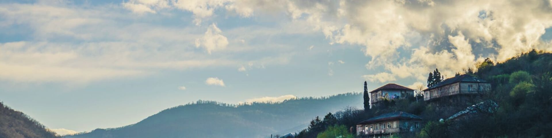 Houses on top of hills in the outskirts of Ijevan, Armenia.