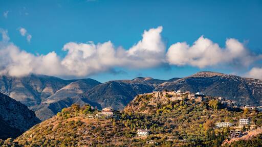 Panoramic spring view of Castle of Himara, Vlore. Colorful morning scene of Albania, Europe. Traveling concept background.