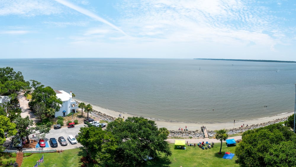 A panoramic view of St Simons Island, Georgia taken from the lighthouse