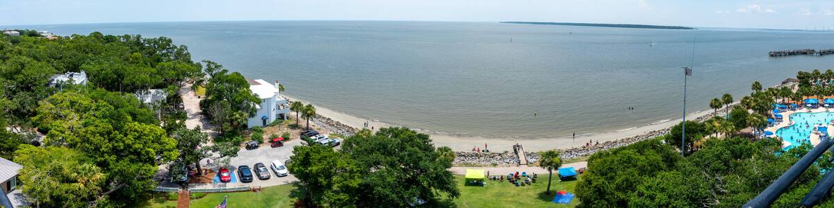 A panoramic view of St Simons Island, Georgia taken from the lighthouse