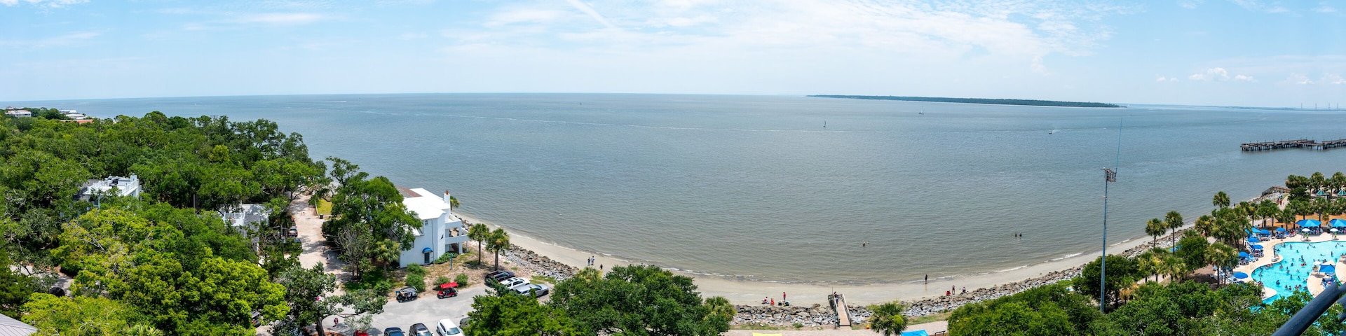 A panoramic view of St Simons Island, Georgia taken from the lighthouse