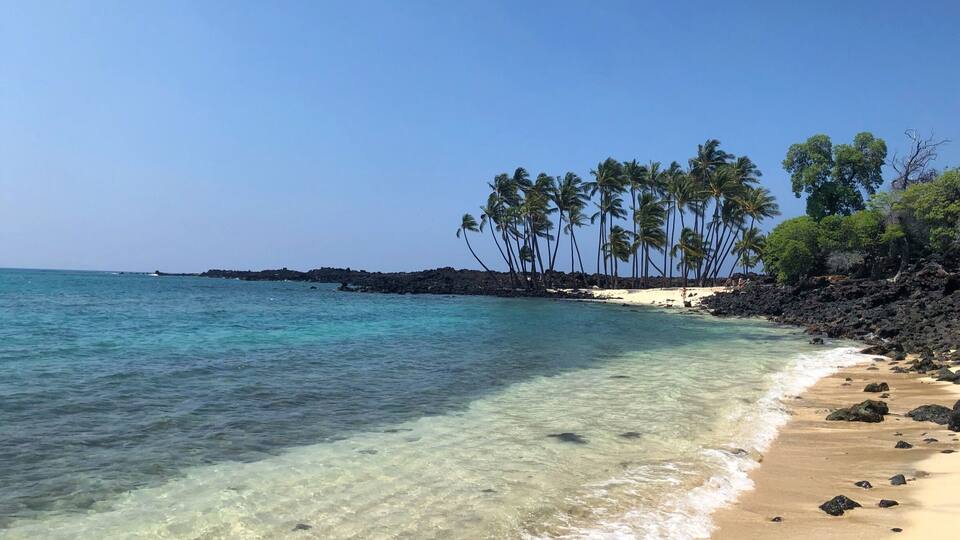 We discovered this serene little beach last month. After turning off the highway there is a 2 mile drive over rocky unpaved terrain, but if you take it slow any kind of car should be able to traverse it. Our compact rental car did great. There is a parking area, and then a trail through the lava fields to the beach (less than a ten minute walk). There’s plenty of tree cover providing natural shade if you don’t feel like taking an umbrella. We saw dozens of turtles bobbing around in the water and the rocky bay provides great snorkeling opportunities. In our 4 days on the big island this was by far my favorite beach #lifeatexpedia
#beachtips