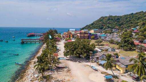 Aerial view of Fishing Village in Perhentian Kecil, Malaysia