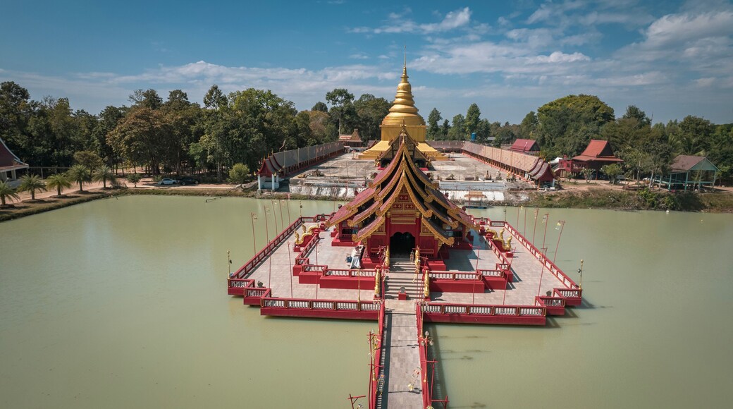 Aerial view Wat Pa Lahan Sai Temple in Buriram Province, Thailand. Wat Pa Lahan Sai Temple in the South of Buriram Province.