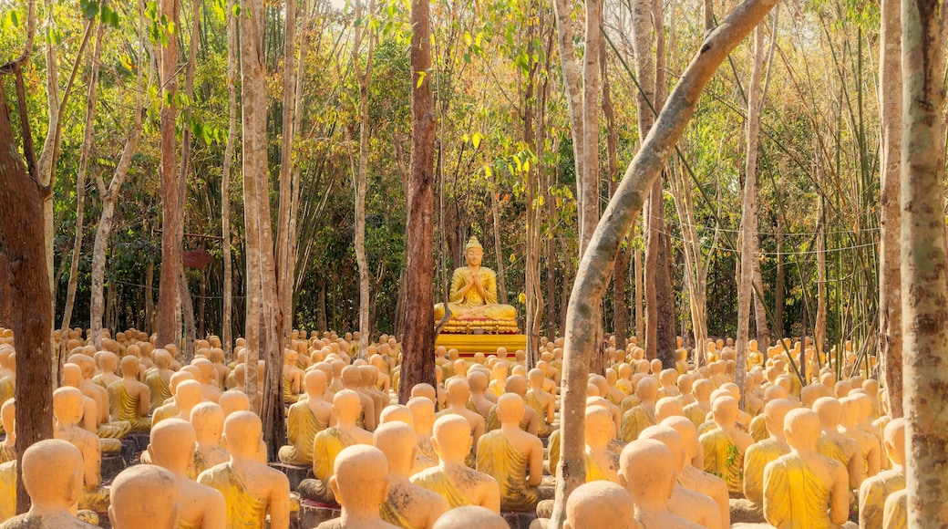 Plaeng Yao District, Chachoengsao / Thailand / February 16, 2020 : Wat Krok Kaeo Wong Phra Chan. There is a Buddhist architecture suitable for learning..