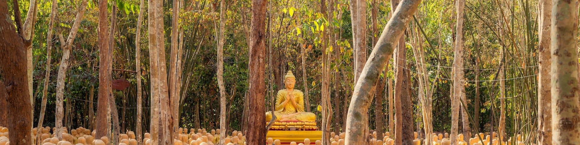 Plaeng Yao District, Chachoengsao / Thailand / February 16, 2020 : Wat Krok Kaeo Wong Phra Chan. There is a Buddhist architecture suitable for learning..
