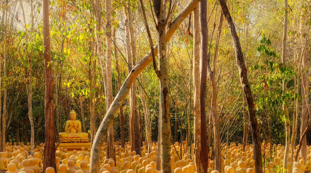 Plaeng Yao District, Chachoengsao / Thailand / February 16, 2020 : Wat Krok Kaeo Wong Phra Chan. There is a Buddhist architecture suitable for learning..