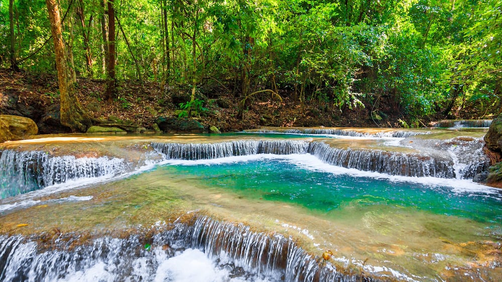 Beautiful waterfall. Erawan National Park in Kanchanaburi, Thailand