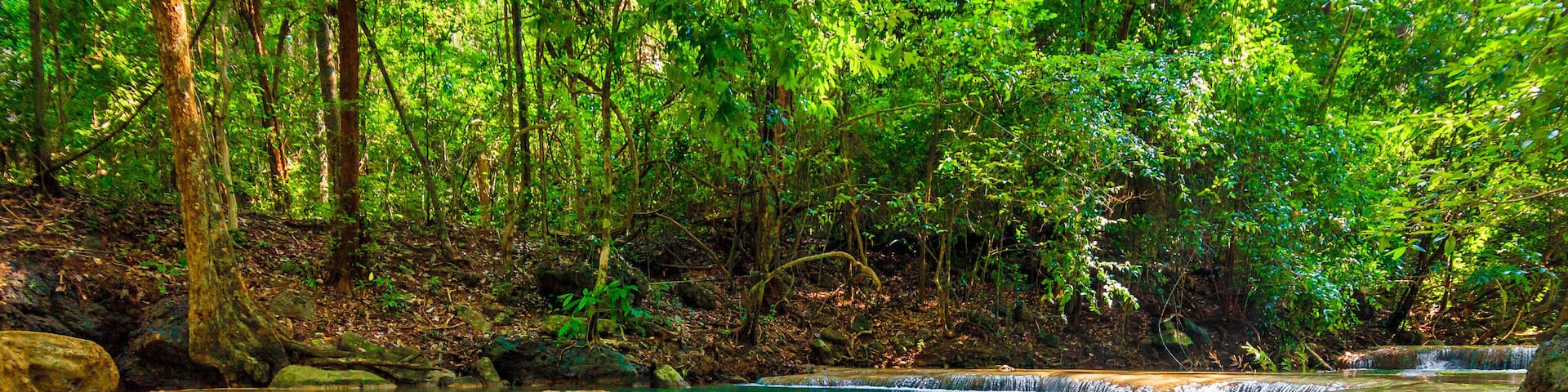 Beautiful waterfall. Erawan National Park in Kanchanaburi, Thailand