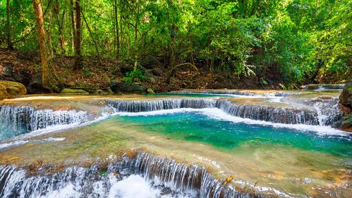 Beautiful waterfall. Erawan National Park in Kanchanaburi, Thailand