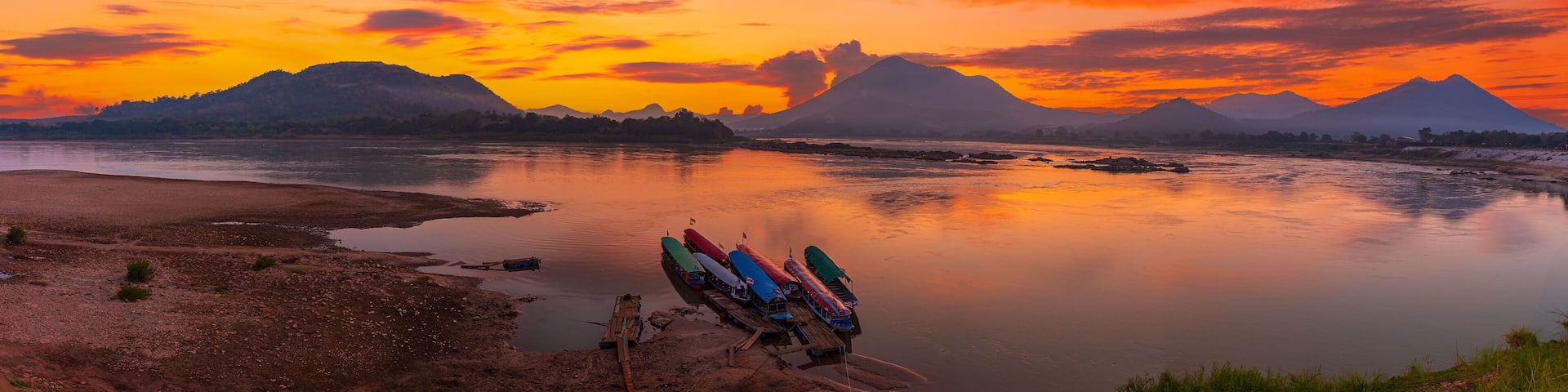 Mekong river and mountain scenery in the morning,Kaeng Khut couple scenery, Chiang Khan, Thailand,View of Kaeng Khut Khu Chiang Khan District, Loei Province, Thailand