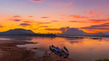 Mekong river and mountain scenery in the morning,Kaeng Khut couple scenery, Chiang Khan, Thailand,View of Kaeng Khut Khu Chiang Khan District, Loei Province, Thailand