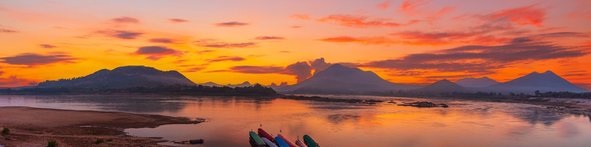 Mekong river and mountain scenery in the morning,Kaeng Khut couple scenery, Chiang Khan, Thailand,View of Kaeng Khut Khu Chiang Khan District, Loei Province, Thailand