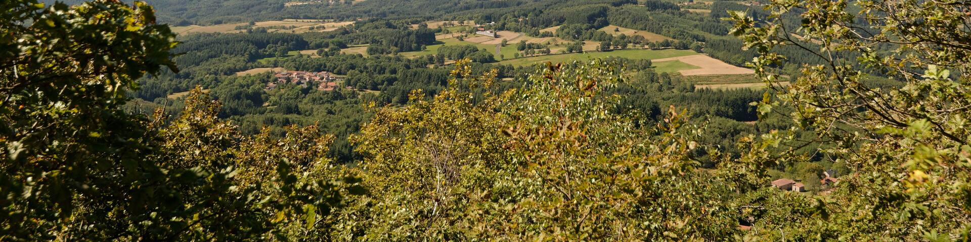 Vue vers le nord depuis le sommet du Rez de Sol, le plus long filon de quartz du Massif Central, situé à 943 m d'altitude dans les Bois noirs.
