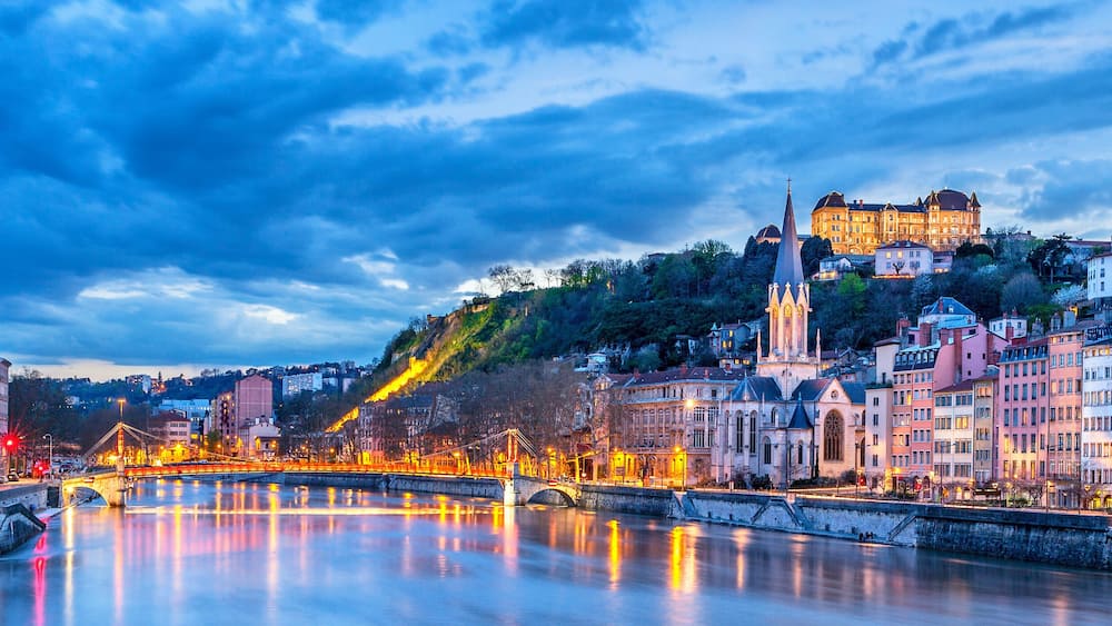 The Saone river in Lyon city