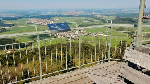Ausblick vom Lembergturm 33 m hoch auf 1019 m. ü. NN: 1899 von Ph. Ant. Fauler Freiburg