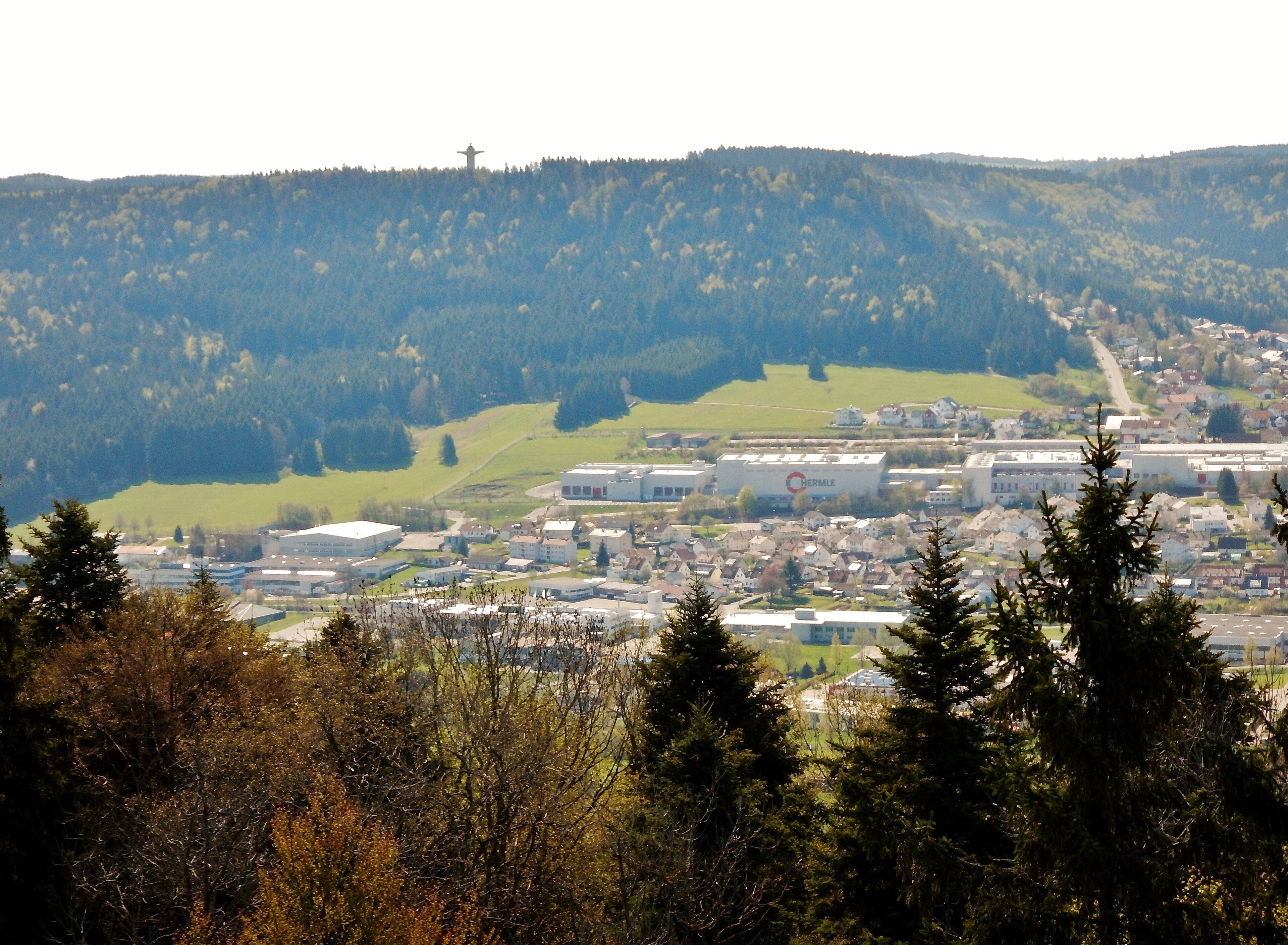 Ausblick vom Lembergturm 33 m hoch auf 1019 m. ü. NN auf Hermle