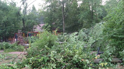 Tornadoschaden des Spielplatzes am Vogelpark in Hambrücken