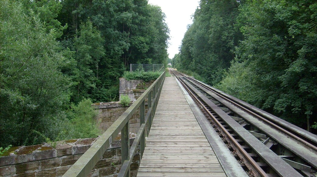 Brücke der Hegau-Ablachtal-Bahn über die Ablach im Fürstlichen Park von Krauchenwies